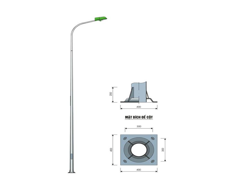 Cột đèn cao áp tròn côn rời cần đơn CD06